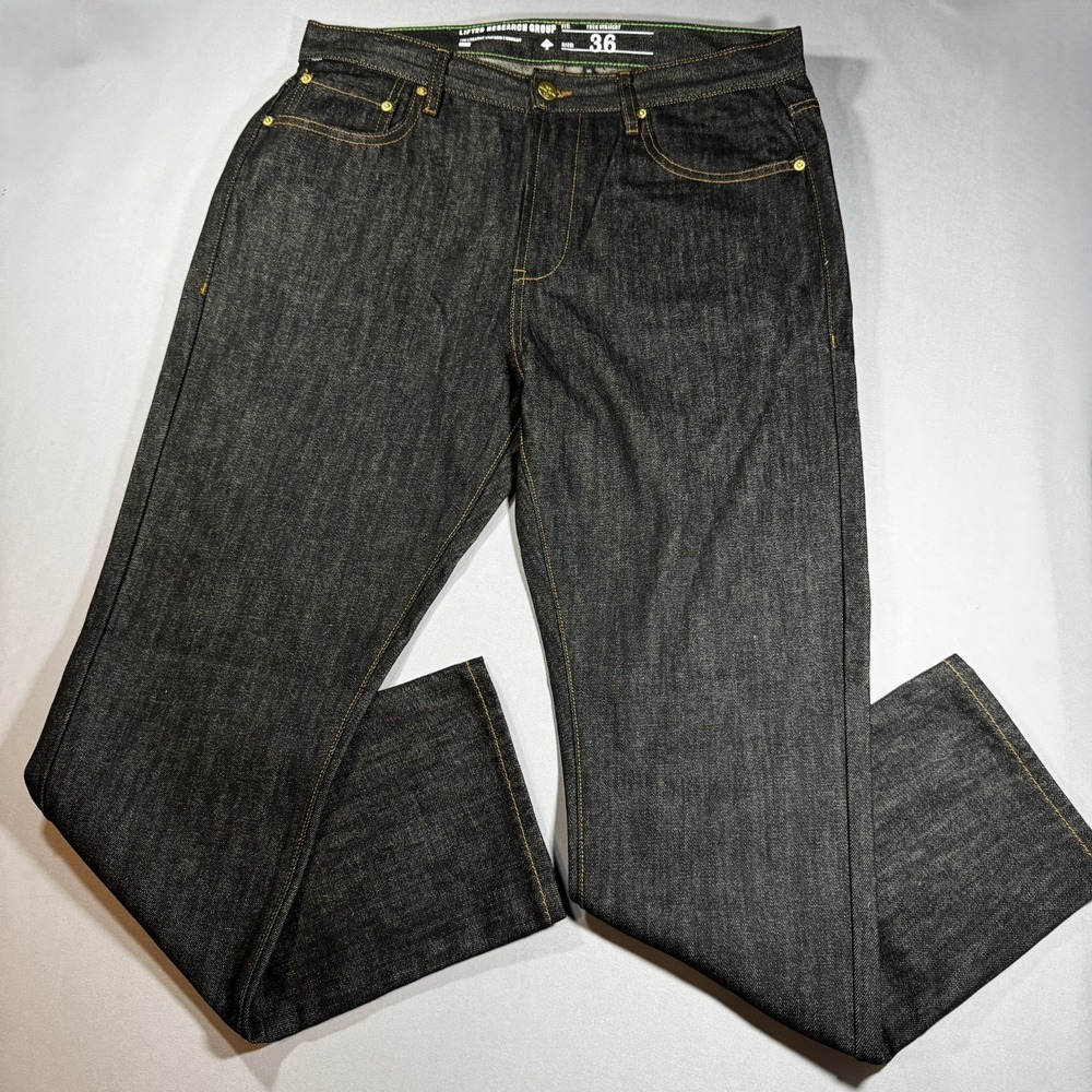 LRG Mens Jeans 38x32 Raw Indigo Dark Wash True Straight Leg Baggy Classic 1947
